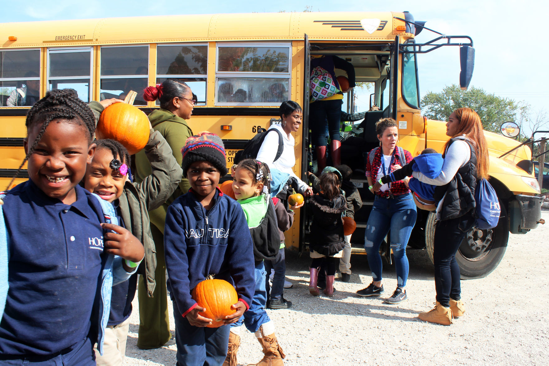 Boarding the bus